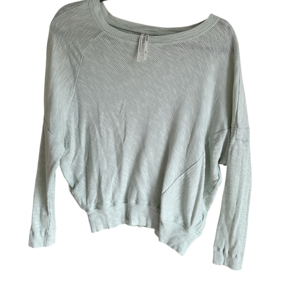 Anthropologie Light Green Soft Thin Ribbed Cropped Top sz cap